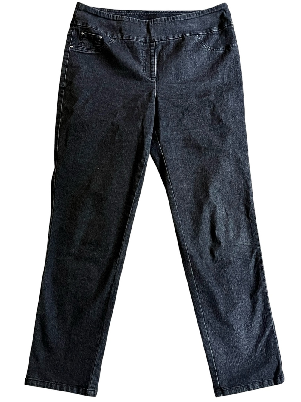 Ruby Rd Jeans Blue Mid Rise Straight Pull On Stretch Denim W 10 Petite